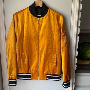INC. yellow gold velvet zip up vintage lightweight jacket.